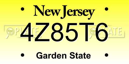 4Z85T6 New Jersey License Plate