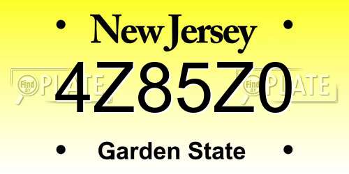 4Z85Z0 New Jersey License Plate