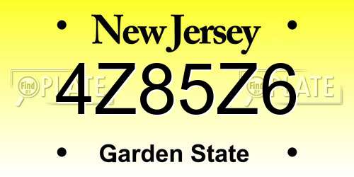 4Z85Z6 New Jersey License Plate