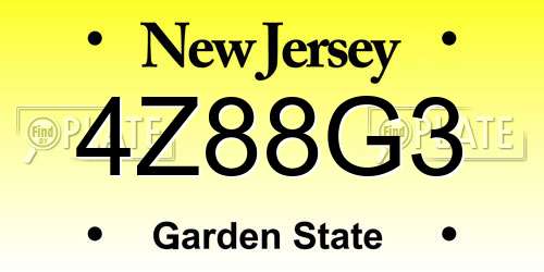 4Z88G3 New Jersey License Plate
