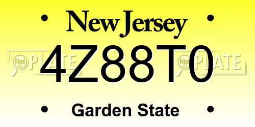 4Z88T0 New Jersey License Plate
