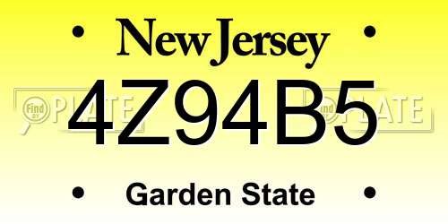 4Z94B5 New Jersey License Plate