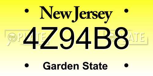 4Z94B8 New Jersey License Plate