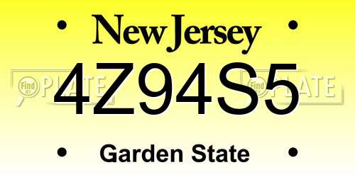 4Z94S5 New Jersey License Plate