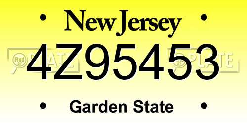 4Z95453 New Jersey License Plate
