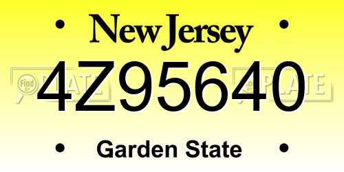 4Z95640 New Jersey License Plate