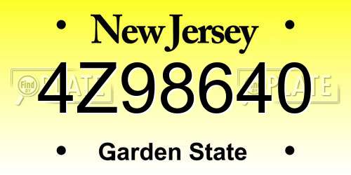 4Z98640 New Jersey License Plate