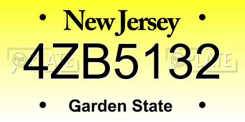 4ZB5132 New Jersey License Plate