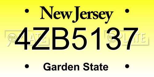 4ZB5137 New Jersey License Plate