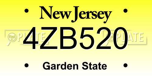 4ZB520 New Jersey License Plate
