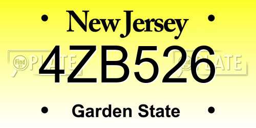 4ZB526 New Jersey License Plate