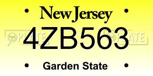 4ZB563 New Jersey License Plate