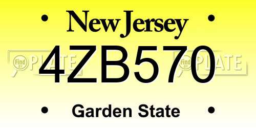 4ZB570 New Jersey License Plate