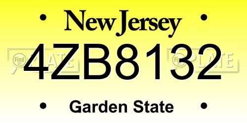 4ZB8132 New Jersey License Plate