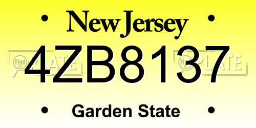 4ZB8137 New Jersey License Plate