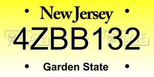 4ZBB132 New Jersey License Plate