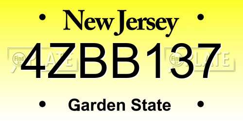 4ZBB137 New Jersey License Plate