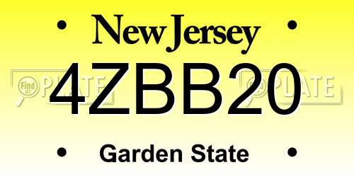 4ZBB20 New Jersey License Plate