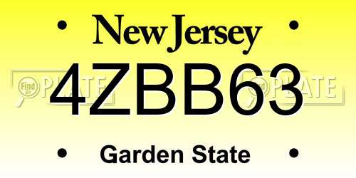 4ZBB63 New Jersey License Plate
