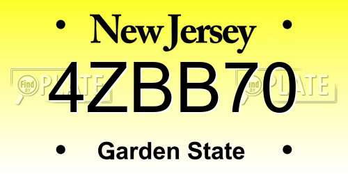 4ZBB70 New Jersey License Plate