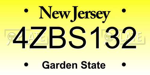 4ZBS132 New Jersey License Plate