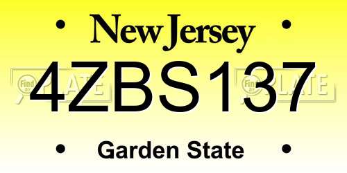 4ZBS137 New Jersey License Plate