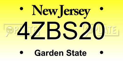 4ZBS20 New Jersey License Plate