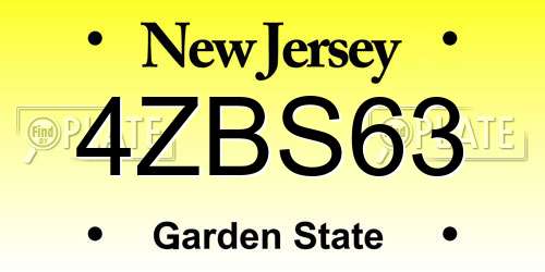 4ZBS63 New Jersey License Plate