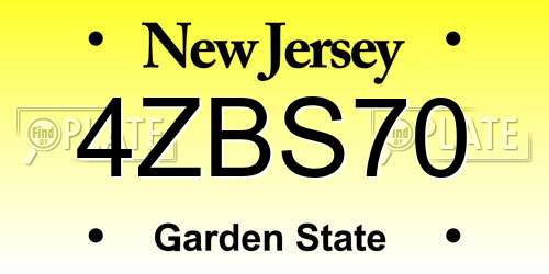 4ZBS70 New Jersey License Plate