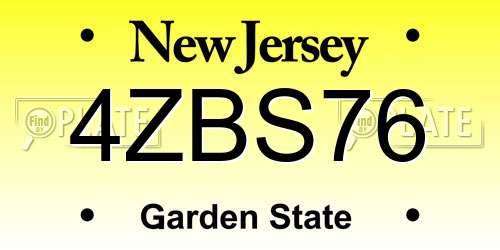 4ZBS76 New Jersey License Plate