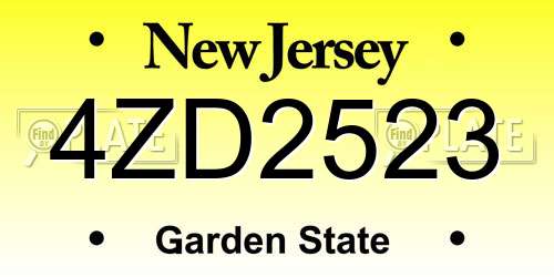 4ZD2523 New Jersey License Plate