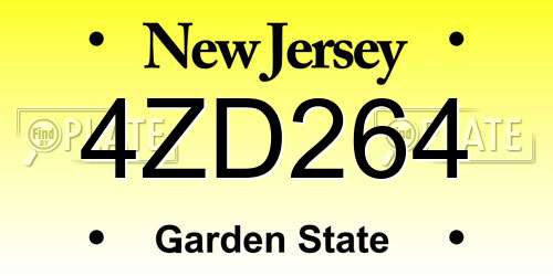 4ZD264 New Jersey License Plate