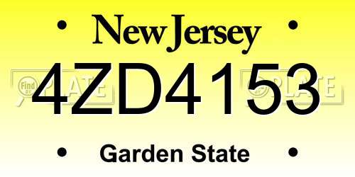 4ZD4153 New Jersey License Plate