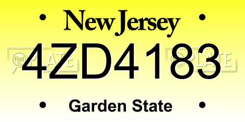 4ZD4183 New Jersey License Plate
