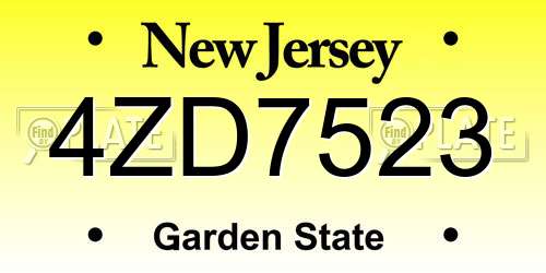 4ZD7523 New Jersey License Plate