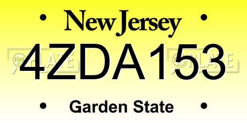 4ZDA153 New Jersey License Plate