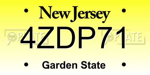 4ZDP71 New Jersey License Plate