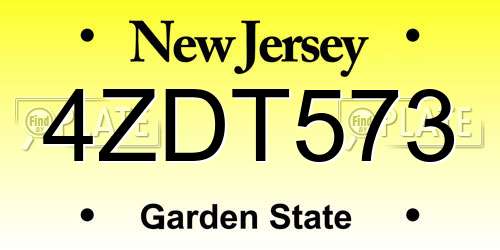 4ZDT573 New Jersey License Plate