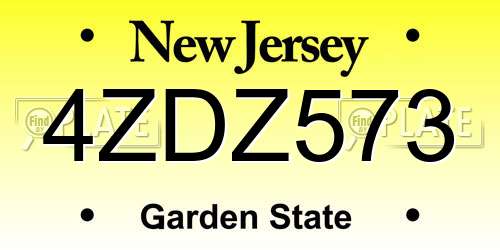 4ZDZ573 New Jersey License Plate