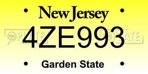 4ZE993 New Jersey License Plate