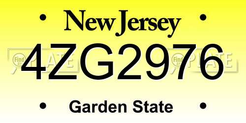 4ZG2976 New Jersey License Plate