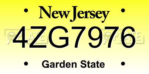 4ZG7976 New Jersey License Plate