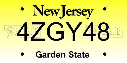 4ZGY48 New Jersey License Plate