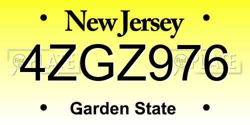 4ZGZ976 New Jersey License Plate