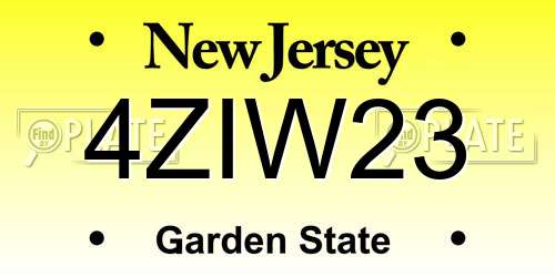 4ZIW23 New Jersey License Plate