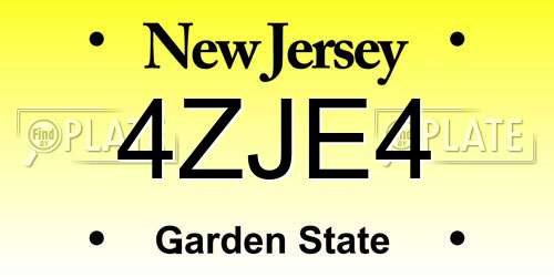 4ZJE4 New Jersey License Plate