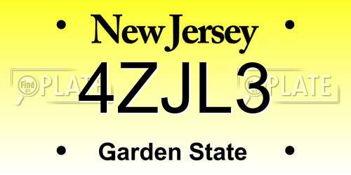 4ZJL3 New Jersey License Plate