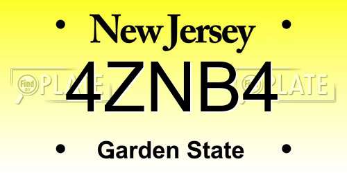 4ZNB4 New Jersey License Plate