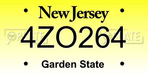 4ZO264 New Jersey License Plate