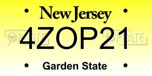 4ZOP21 New Jersey License Plate